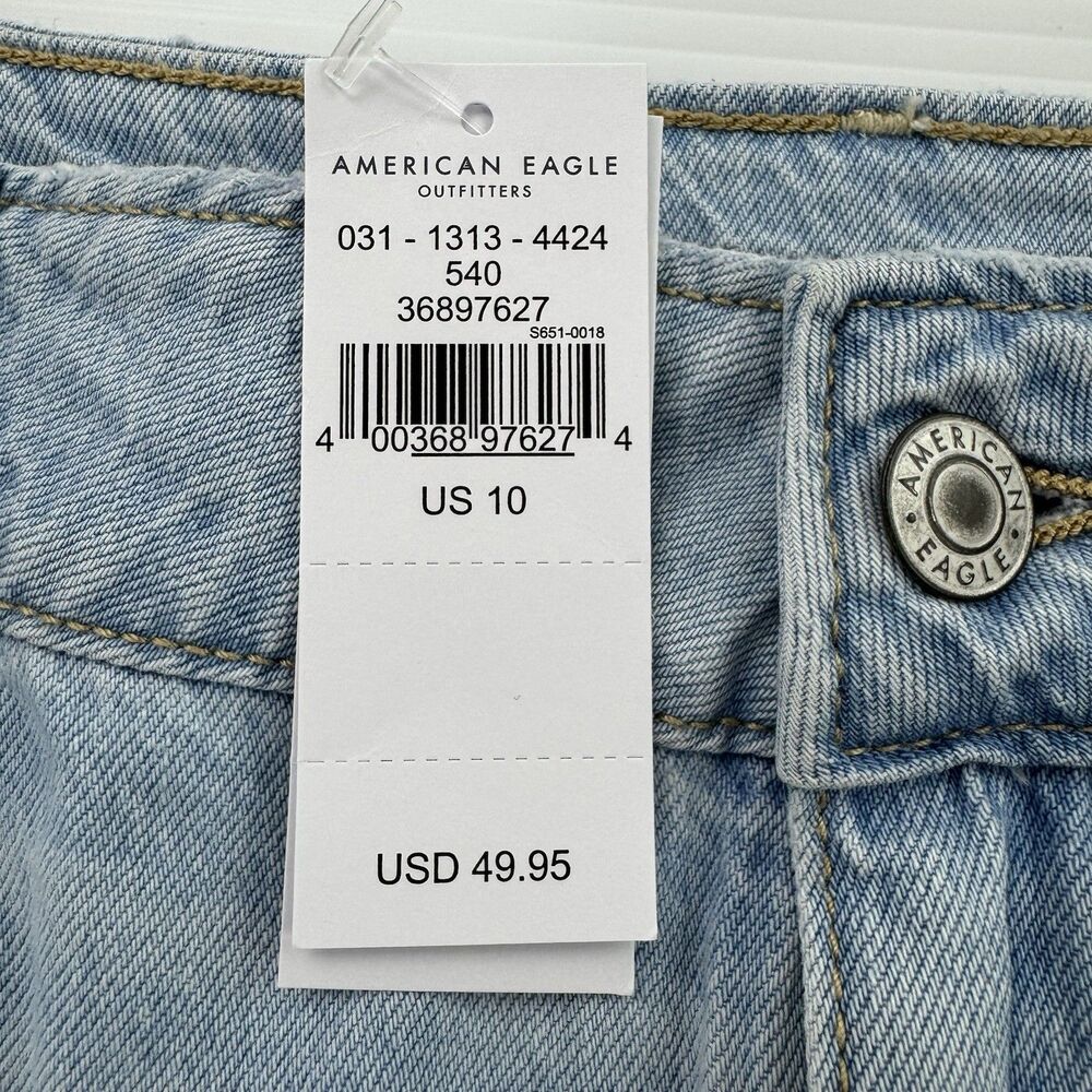 American Eagle Denim Mini Skirt Women’s 10 Light Wash Utility Pockets NWT - Picture 3 of 9